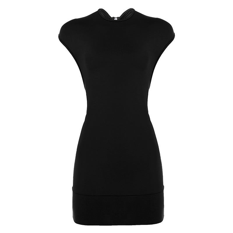 Elegant Sexy Backless Hollow Out Cutout Vest Dress Women Ribbon Casual Solid Color All Matching Hip Dress