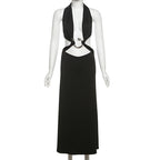 Spring Summer Women Clothing Sexy Halter Deep V Plunge neck Backless Three Dimensional Snake Decoration Dress Bella Mia