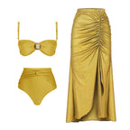 High Waist Split Three Piece Swimsuit Bikini Wrap Skirt Swimsuit Bella Mia