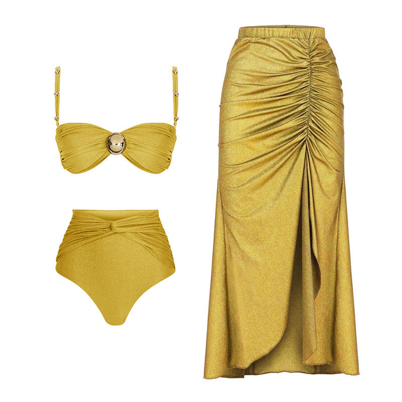 High Waist Split Three Piece Swimsuit Bikini Wrap Skirt Swimsuit Bella Mia