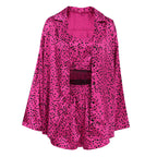 Autumn Satin Polka Dot Printed Homewear Underwear Shorts Outerwear Gown Three Piece Pajamas Bella Mia