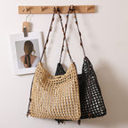 Summer Straw Woven Bag With Lace Up Pattern Suitable For Women Beach Vacation Beach Bag Bella Mia