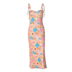 Women Wear Summer Printing Sexy Backless Lace up Dress Bella Mia