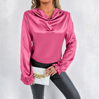 Women Clothing Summer Satin Shirt Women Satin Shirt Artificial Silk Top Bella Mia