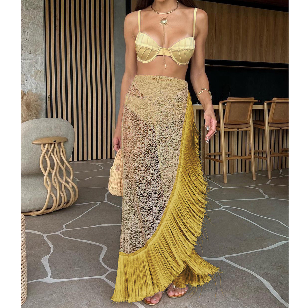 Three Point High Waist Bikini Skirt Three Piece Set Solid Color Split Swimsuit Bella Mia