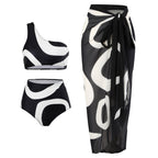 Retro Split Swimsuit Sexy One Shoulder Swimwear Chiffon Beach Skirt Set Bella Mia