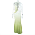 Design Slim Women Clothing Gradient Color Tight Sexy Deep V Plunge neck Sleeveless Dress Bella Mia