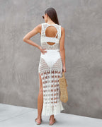 Knitted Beach Cover Up Sexy Cutout Tassel Backless Knitted Dress Casual Beach Cover Up Bella Mia