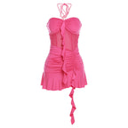 Summer Women Clothing Solid Color Sexy See Through Tube Top Halter Slim Fit Slimming Dress Women Bella Mia