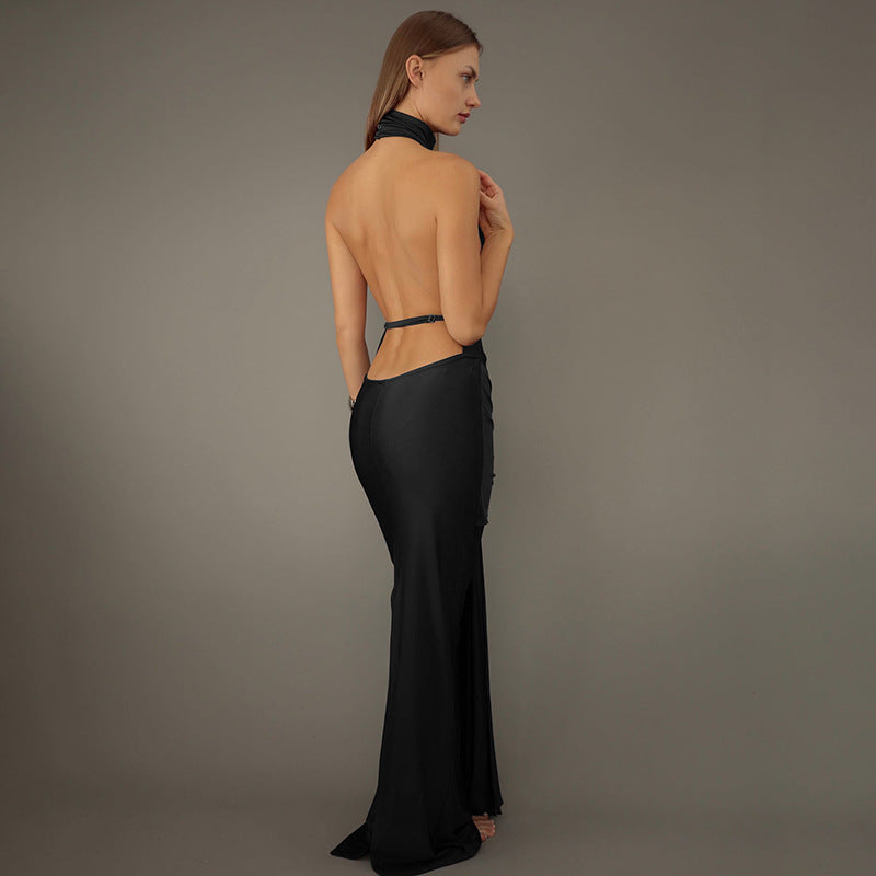 Spring round Neck Tied Dress Women Sexy Backless Tight Dress Bella Mia