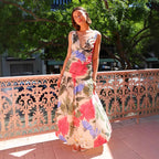 Spring Summer Maxi Dress Internet Celebrity Same Printed Waist Controlled V neck Swing Dress Bella Mia