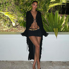 Women Clothing Summer Mesh Cardigan Wooden Ear Beach Sexy Dress Bella Mia