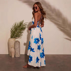 Summer Sling Two Tone Dress Bohemian Dress Printed Lace up Dress Bella Mia