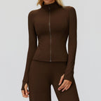 Autumn Winter Stand Collar Coat Zipper Windproof All Matching Warm Top Fitness Running Velvet Sport Coat Bella Mia