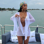 Women Clothing Summer Mesh Swing Collar Wide Hem Long Sleeve Backless Dress Bella Mia