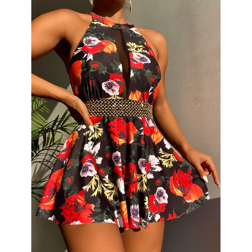 Conservative Swimsuit Printed Swimsuit Women One Piece Beach Dress Swimwear Bella Mia