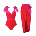 Solid Color One Piece Women Swimwear Suit European, French Spring Cover Belly Slimming Swimsuit Bella Mia
