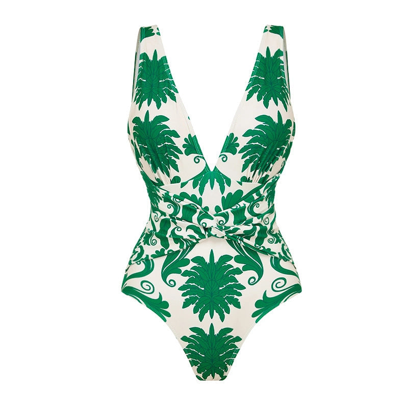 Swimsuit V neck Floral One Piece Swimsuit Women Skirt Average Size None