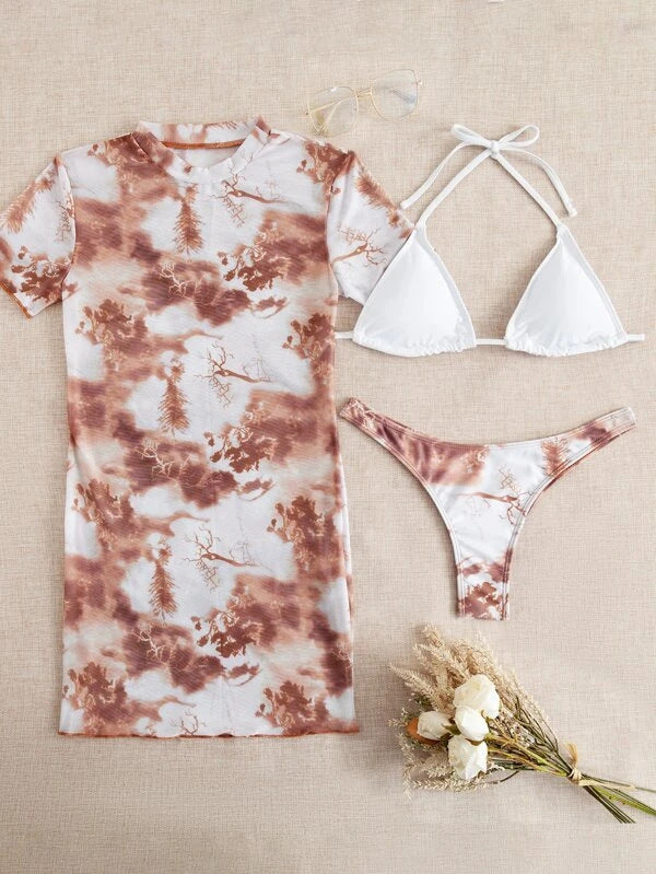 Bikini Outer Single Swimsuit Bikini Women Split Sleeved Blouse Swimsuit Three Piece Yongzh Bella Mia
