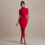 Elegant Slim Pleated Dress Sexy Backless Sheath Women Dress Bella Mia