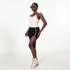 Diamond Lattice Texture Cloth Contrast Color Embroidery Hook Classic One Piece Over The Knee Swimsuit Bella Mia