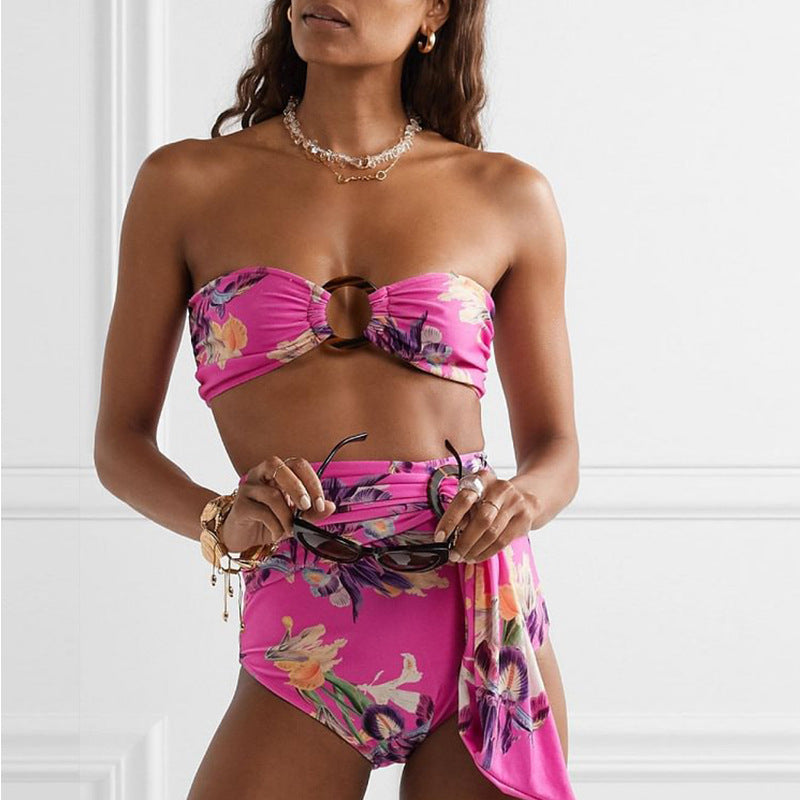 Split Bikini Printed Lace up Sexy Swimsuit Women Split Bella Mia