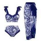 Retro Split Swimsuit Three Piece Set Swimsuit Lace Up Beach Skirt Bella Mia