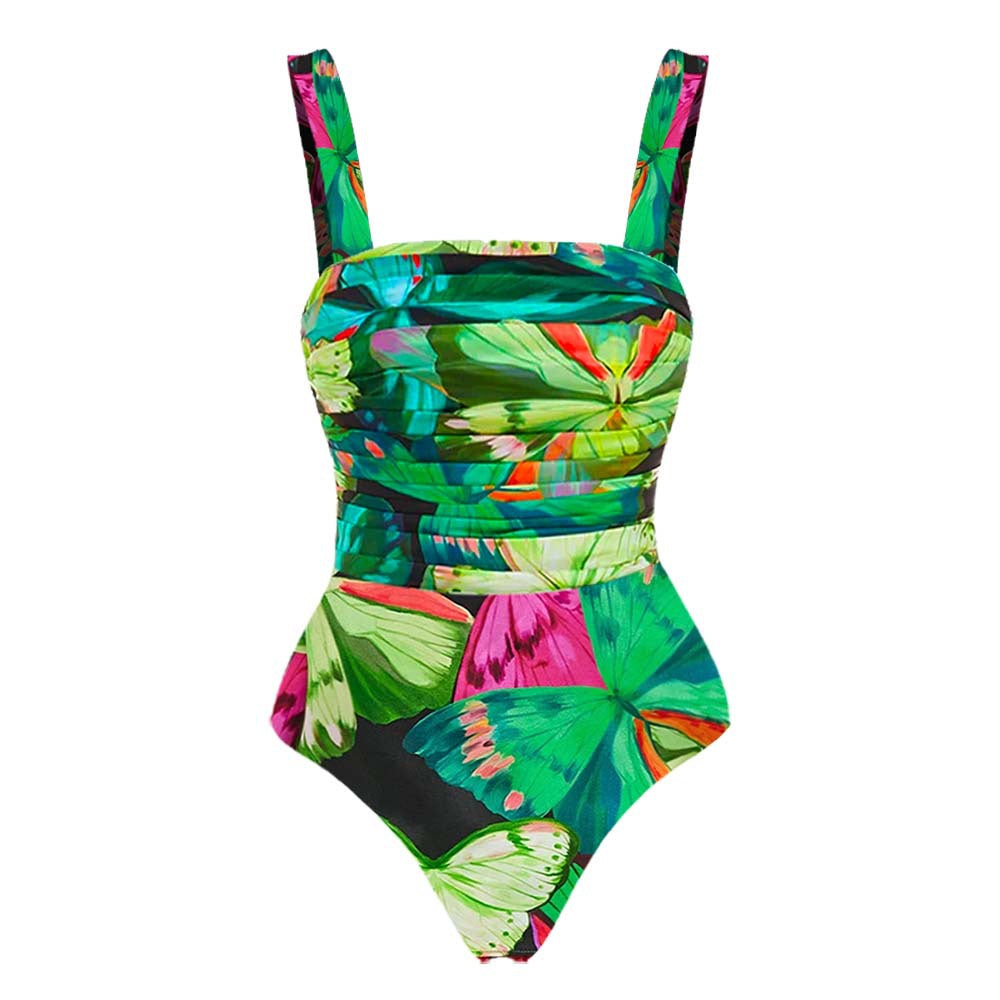 Butterfly Print One Piece Swimsuit Women Umbrella Skirt Sets Bella Mia