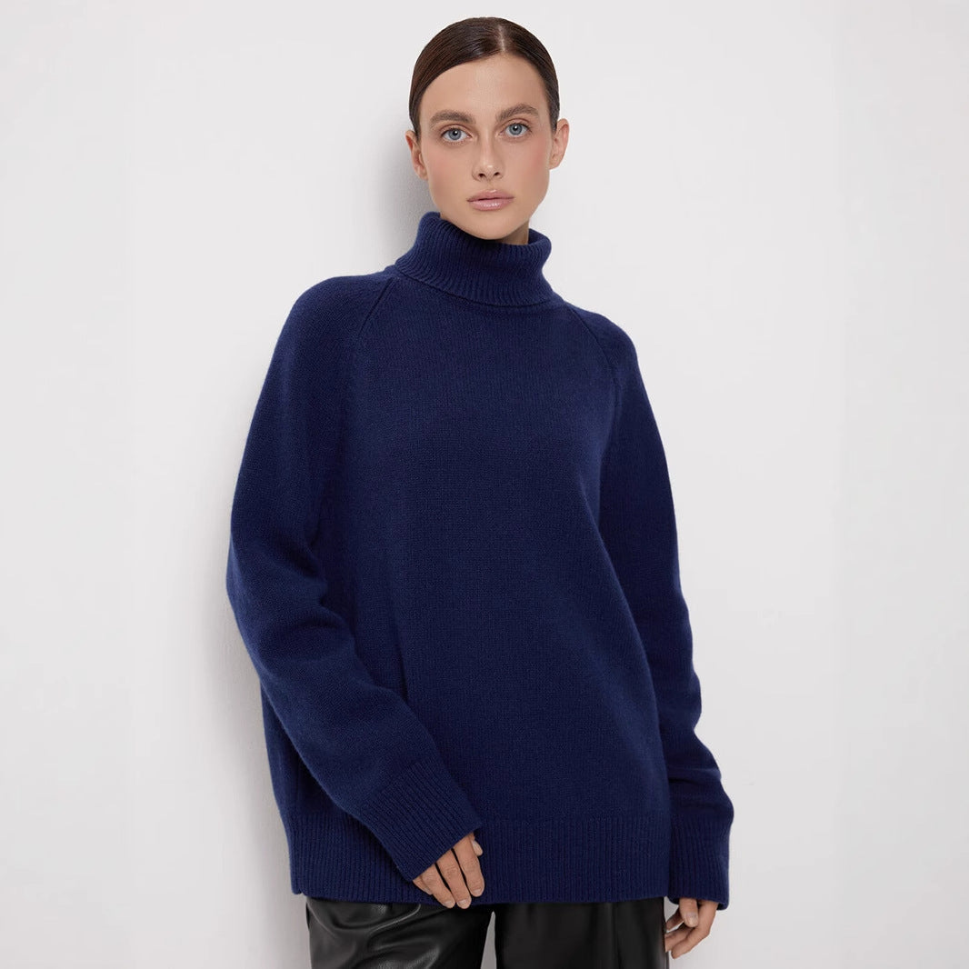 Wool Turtleneck Sweater Autumn Winter Loose Pullover Sweater Thermal Knitting Sweater for Women Bella Mia