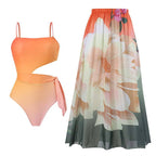 One Piece Swimsuit Women Skinny Slimming Retro Tied Swimsuit Suit Chiffon Swimsuits Bella Mia