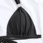 Bikini Solid Color Tied T Shaped Sexy Bikini Split Swimsuit Swimwear Bella Mia
