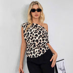 Women Satin Shirt Sexy Leopard Print Top Summer Satin Shirt Bella Mia