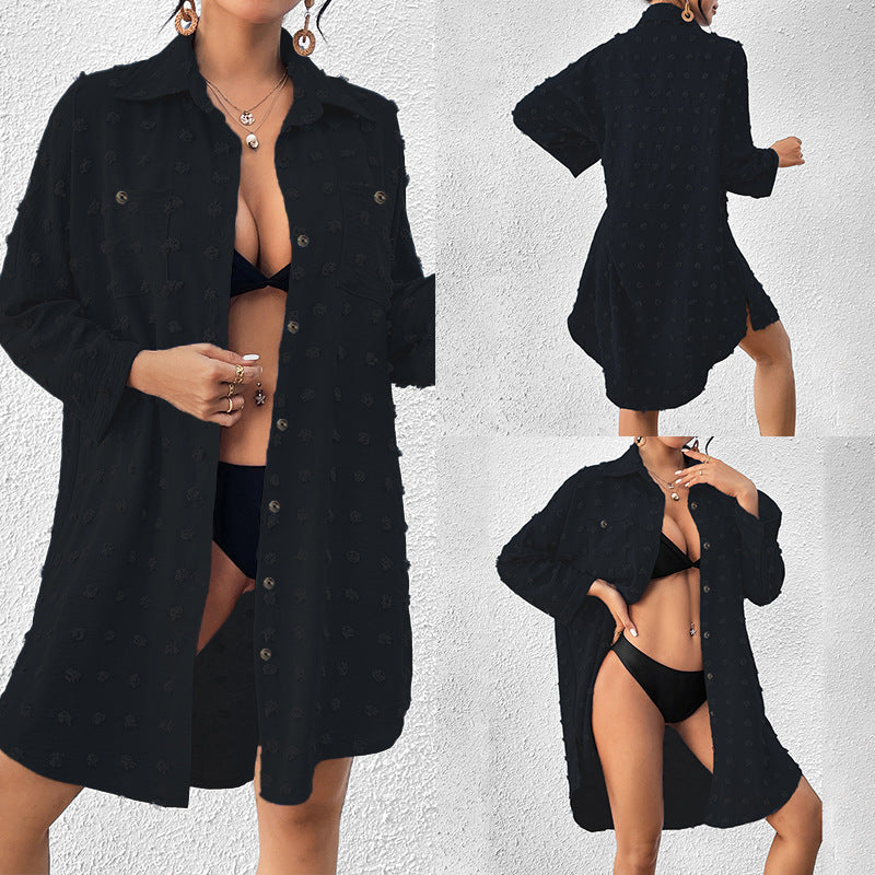 Vacation Sun Protection Clothing Women Beach Jacket Beach Cover Up Breasted Shirt Swimsuit Outwear Bella Mia