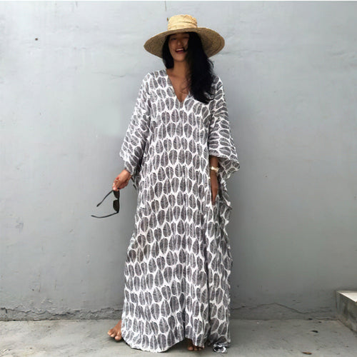 Beach Cover Up Front Back V Neck Loose Robe Seaside Vacation Skirt Bikini Sun Protection Shirt Bella Mia