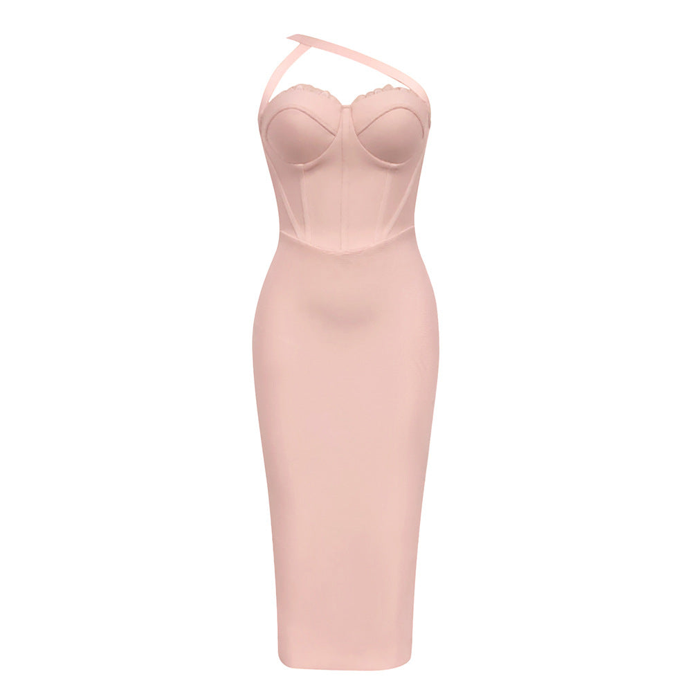 Dress Simple Sexy Sling Slim Fit Oblique Shoulder Party Dress Women Dress Bella Mia