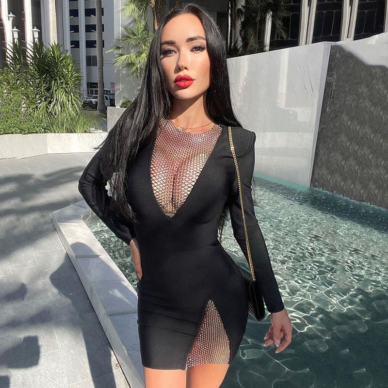 Dress Women Spring Autumn High Grade Small Fashionable Sexy Tight Hip Sexy Night Show Long Sleeve Bella Mia