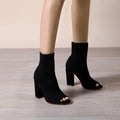 Women Shoes Street Date Knitted Peep Toe round Head Chunky Heel Women High Heel Sandals Bella Mia