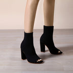 Women Shoes Street Date Knitted Peep Toe round Head Chunky Heel Women High Heel Sandals Bella Mia