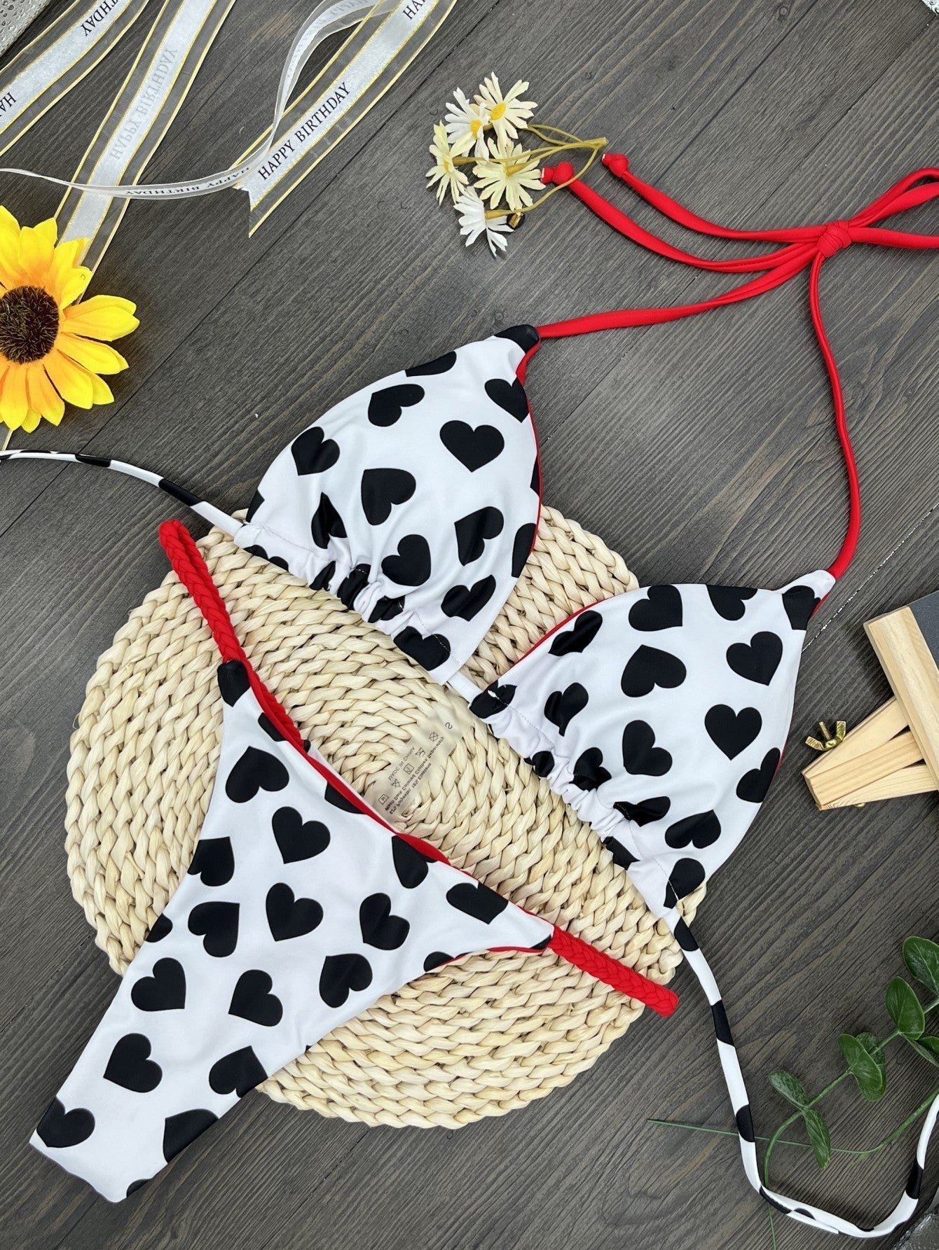 Bikini Heart Printing Sexy Backless Split Swimsuit Bikini Bella Mia