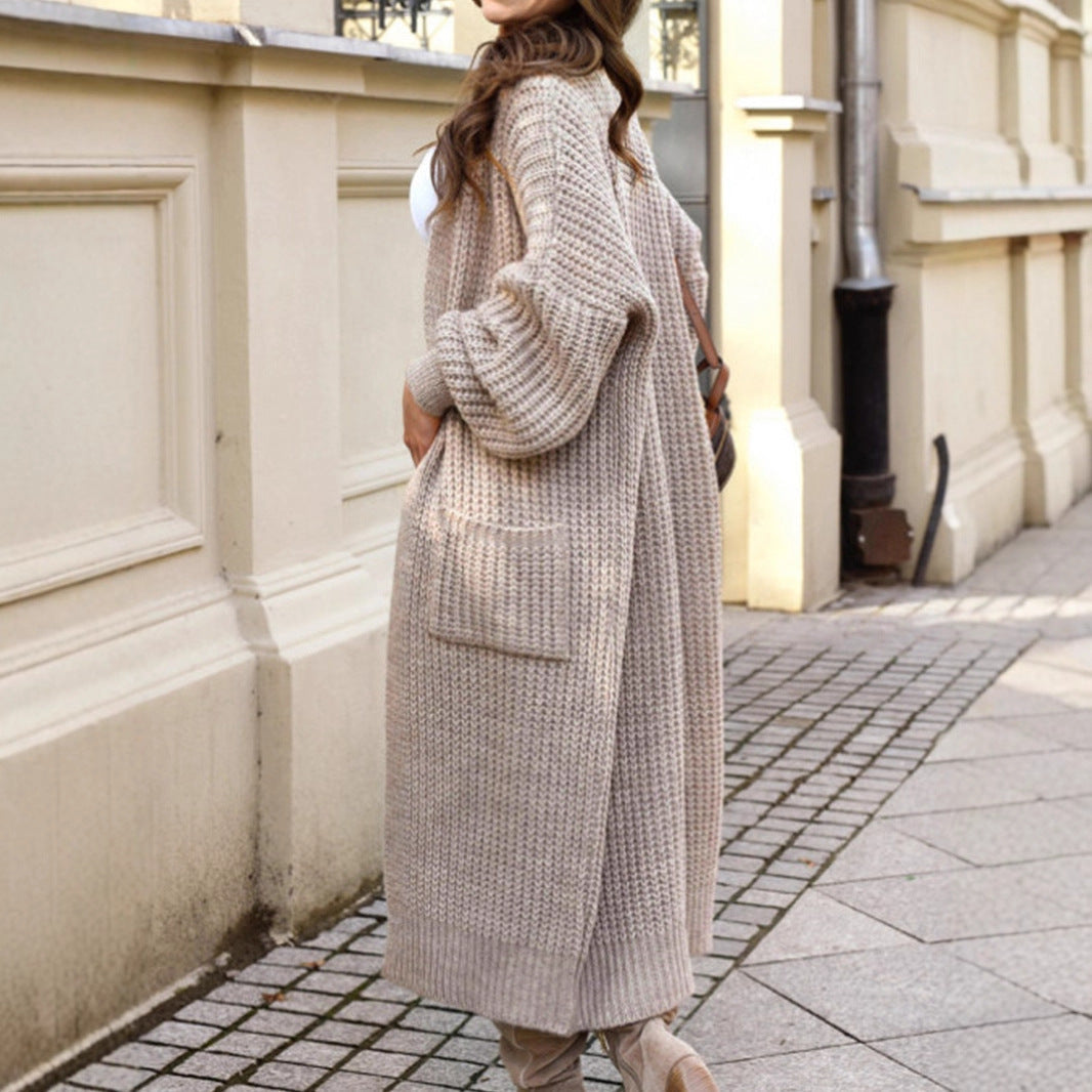 Women Autumn Winter Extended Sweater Coat Casual Loose Pockets Long Sleeve Knitted Cardigan Bella Mia