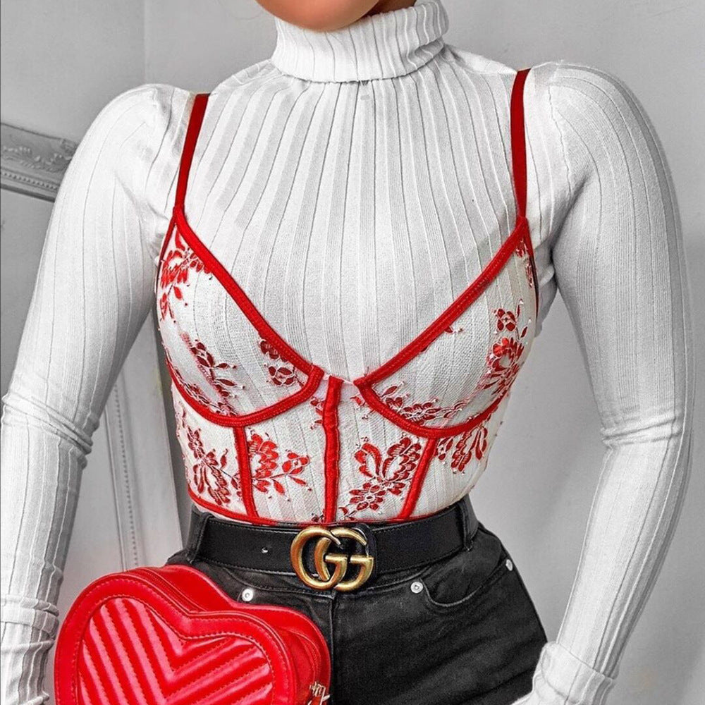 Embroidery Mesh See-through Sexy Underwear Jumpsuit Bella Mia