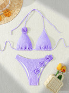 Bandage Sexy Split Swimsuit 3D Three Dimensional Floral Bikini Women Surfing Beach Wear Bella Mia