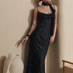 Strap Maxi Dress Summer Halter Strap Fishtail Polka Dot Maxi Dress Bella Mia