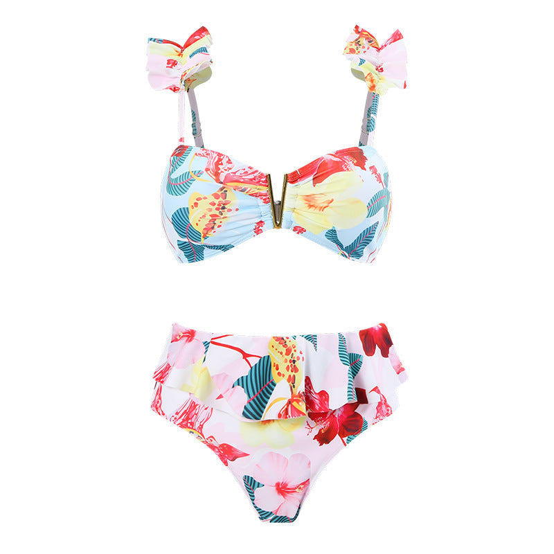 Split Conservative Swimsuit Printing V Iron Mesh Wrap Skirt Set Swimsuit Bella Mia