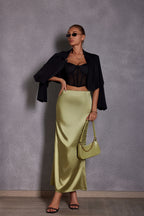 Spring Summer Artificial Silk Skirt Satin Skirt Women Casual Satin Hip Skirt Bella Mia