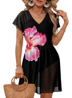 Casual V neck Sleeveless Jacket Short Sleeved Cinched Mesh Women Dress Bella Mia