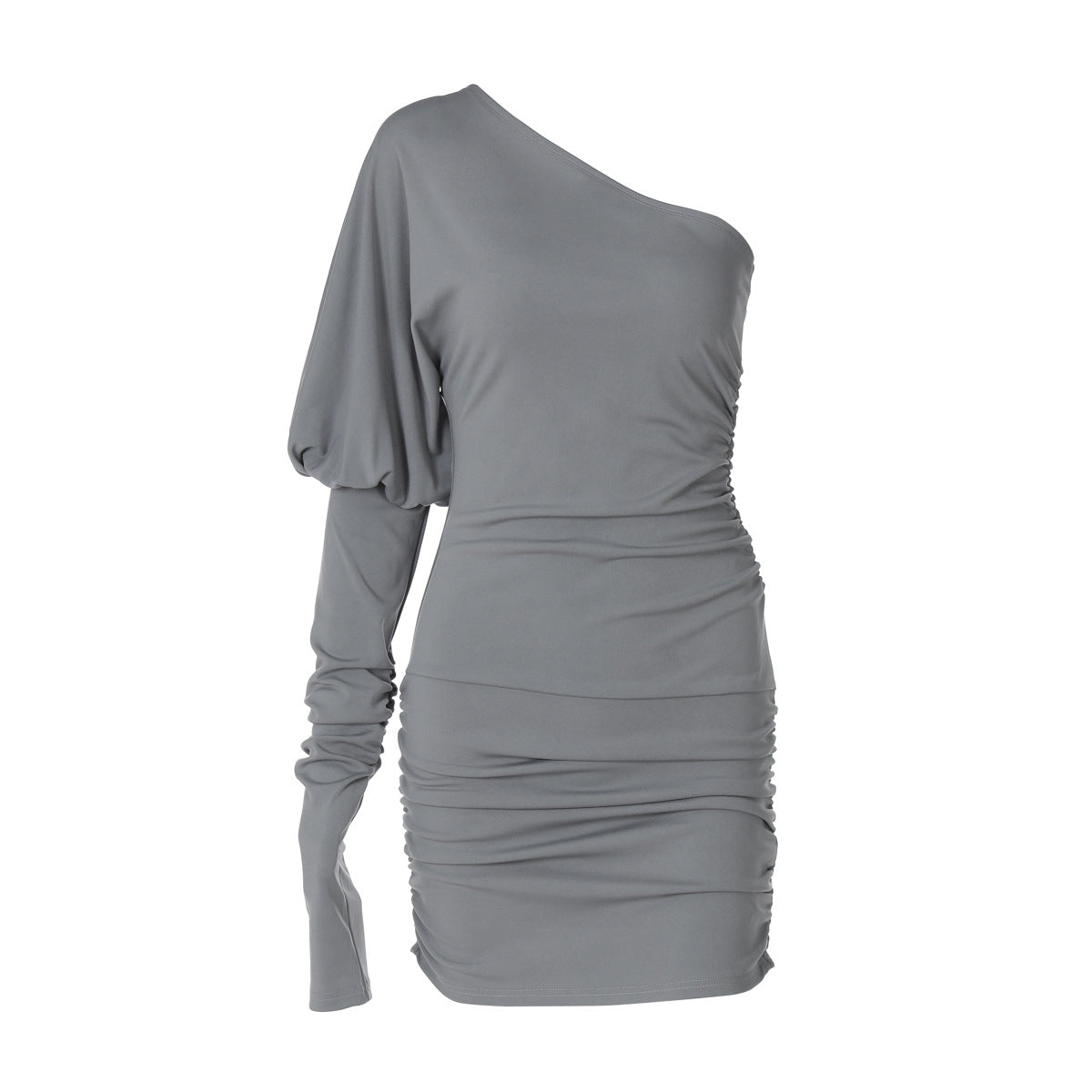 Women Clothing Winter Personality Slim Fit Diagonal Collar Shoulder Bag Hip Dress Bella Mia