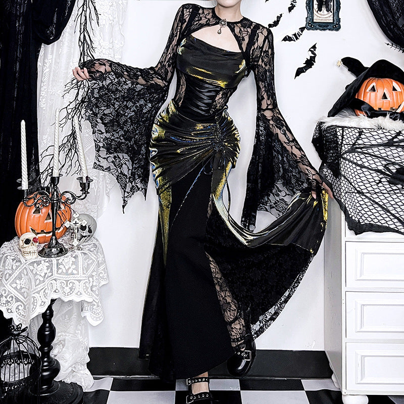Autumn Elegant Lace Batwing Sleeve Irregular Asymmetric Overhaul Waistcoat Top Women Bella Mia