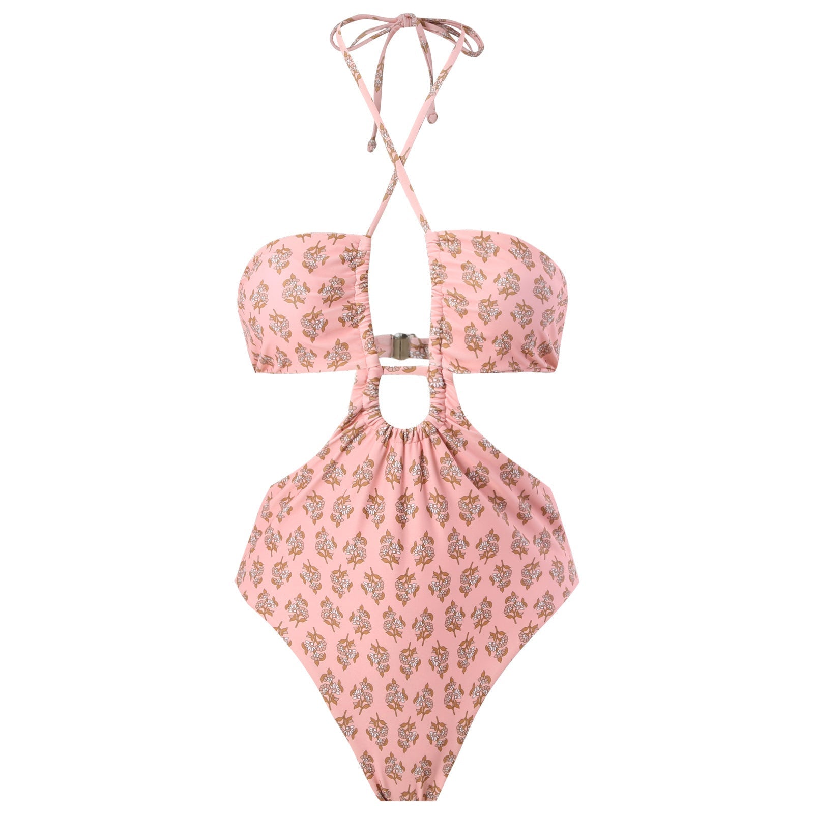 Sexy Double Sided One Piece Swimsuit Pleated Halter Bikini Suit Chiffon Dress Bella Mia