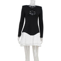 Sexy Women Chest Hollow Out Cutout out Long Sleeve Color Matching Slim Slimming Sexy Dress Women Bella Mia